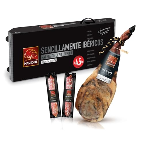 Iberico box 1 pata negra vorder schinken Box, 1 iberico chorizo und 500 ML Olivenöl von Navidul