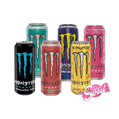 12x Monster Zuckerfrei 0,5l - Testpaket/Mixpaket - ohne Zucker - in praktischen Einweg Dosen (12 x 500 ml) von Needforsweet