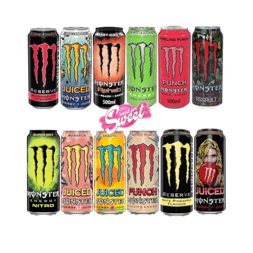 24x Monster Energy 0,5l - Testpaket/Mixpaket - in praktischen Einweg Dosen (24 x 500 ml) von Needforsweet