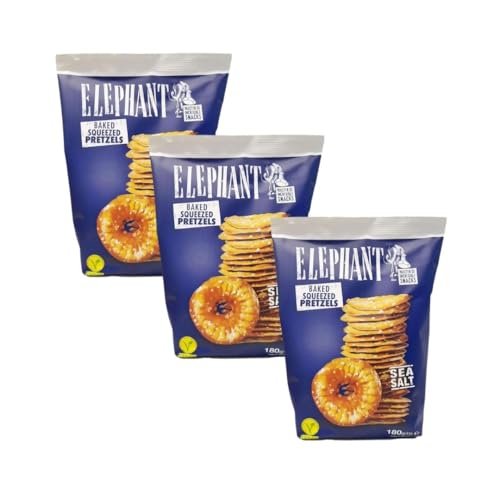 Elephant Baked Squeezed Pretzels mit Meersalz 3x180g, Knusprige Ofenbrezeln, Leckerer Snack für jede Gelegenheit - Box by Needforsweet von Needforsweet