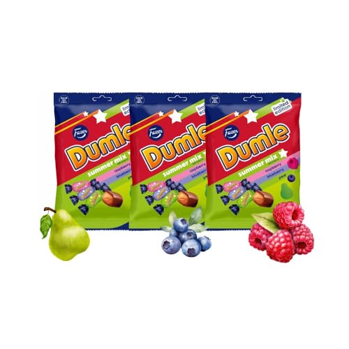 3x Fazer Dumle Summer Mix - Fruchtexplosion 180g (Birne, Blaubeere, Himbeere) von Needforsweet