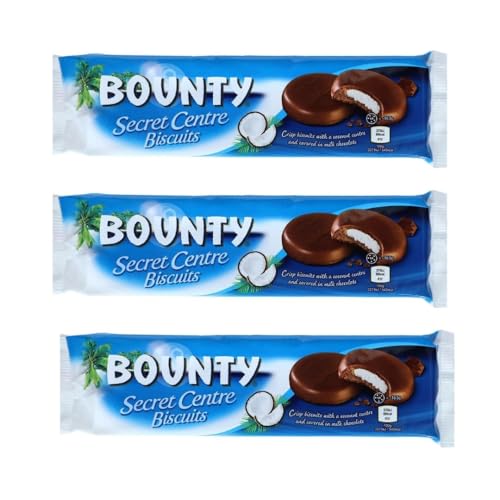 Bounty Secret Centre Biscuits 3er-Pack (396g) – Knusprige Kekse mit Kokosfüllung von Needforsweet