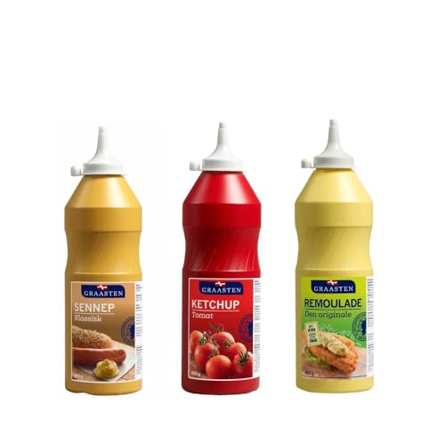 Dänisches Hot Dog Saucen Trio - je 800g Ketchup, Senf & Remoulade von Needforsweet