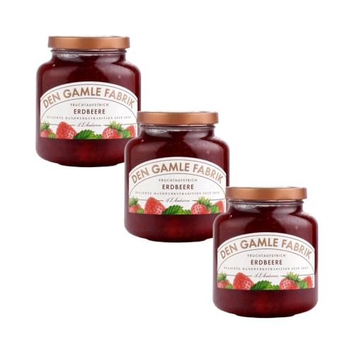 Den Gamle Fabrik Erdbeermarmelade Dreierpack, 3x380g Gourmet Fruchtmarmelade von Needforsweet