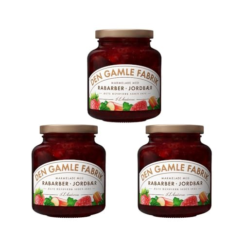 Den Gamle Fabrik Rhabarber-Erdbeermarmelade Dreierpack, 3x600g Gourmet Fruchtmarmelade von Needforsweet