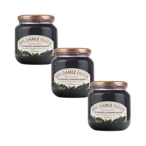 Den Gamle Fabrik schwarze Johannisbeermarmelade Dreierpack, 3x380g Gourmet Fruchtmarmelade von Needforsweet