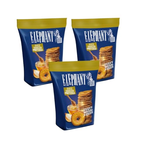 Elefantenbrezel-Trio – Honigsenf, Zwiebeln und Spaß Snack-Safari: 3er Probierset Elephant Baked Pressed Brezels – Süß & Würzig! von Needforsweet