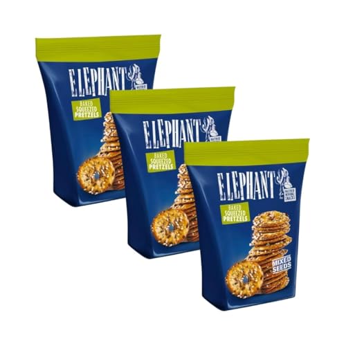 Elephant Baked Squeezed Pretzels Mixed Seeds 3x180g - Die perfekte Mischung aus Knusprigkeit und gesunden Samen - Box by Needforsweet von Needforsweet