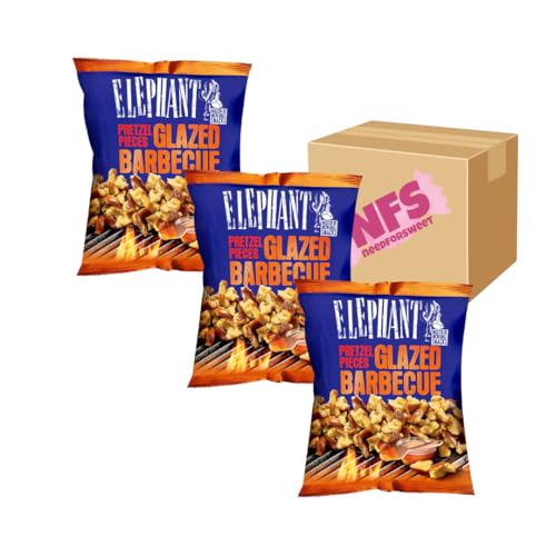 Elephant Glazed BBQ Pretzel Pieces – Knuspriger Genuss für Serienmarathons – 3x125g Vorratspackung in Needforsweet Karton von Needforsweet