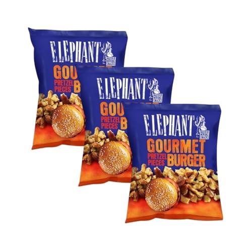 Elephant Gourmet Burger Pretzel Pieces 3x125g – Knuspriger Genuss für alle Snack-Liebhaber, perfekt zum Teilen! Box by Needforsweet von Needforsweet