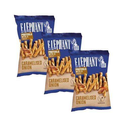 Elephant Pretzels Twisted Caramelized Onion 3x70g - Knuspriger Snackgenuss mit karamellisierten Zwiebeln - Perfekt für Zwischendurch - Box by Needforsweet von Needforsweet