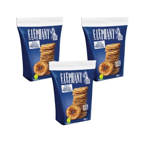 Elephant Squeezed Pretzels Sea Salt Laugengebäck Mit Meersalz Vorteilspackung Vorteilspackung 3 x 80g by Needforsweet von Needforsweet