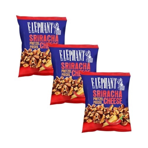 Elephant Sriracha Cheese Pretzel Pieces 3x125g - Die perfekte Mischung aus Käse, Sriracha und Brezel-Knusper - Box by Needforsweet von Needforsweet