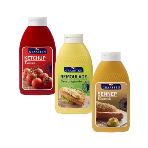 Graasten Ketchup, Remoulade & Senf Dreierpack 3x375g - Das ultimative Saucen-Set für Hotdogs by Needforsweet von Needforsweet