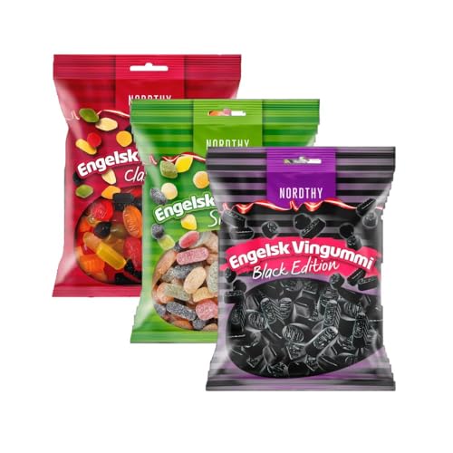 Nordthy Englische Weingummis Mix (3x300g) - Fruchtig, Sauer & Black Edition von Needforsweet