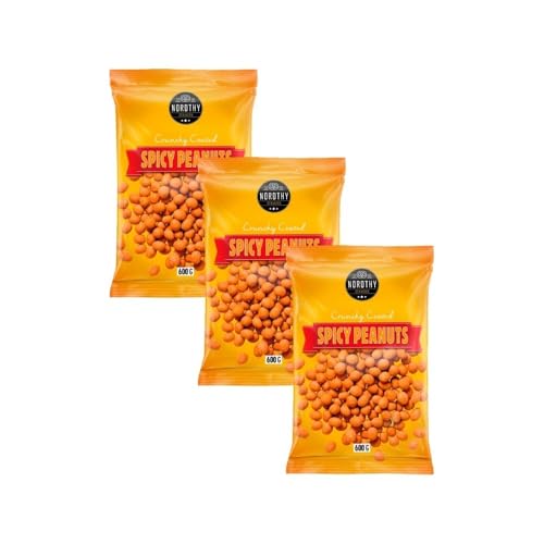 Nordthy Spicy Peanuts 3er Pack - 3x600g - Der ultimative scharfe Erdnuss-Snack für Partys und Filmabende by Needforsweet von Needforsweet