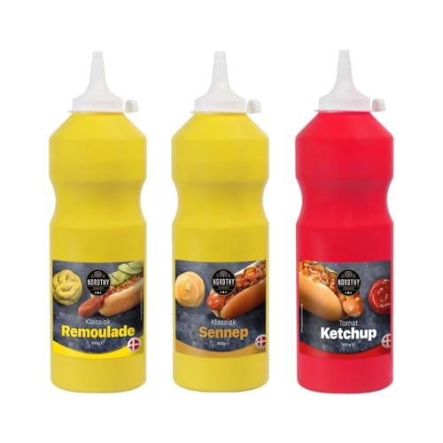 Nordthy Trio-Pack: 900ml Remoulade, 900ml Senf, 900ml Ketchup – 2700ml Genuss pur! von Needforsweet