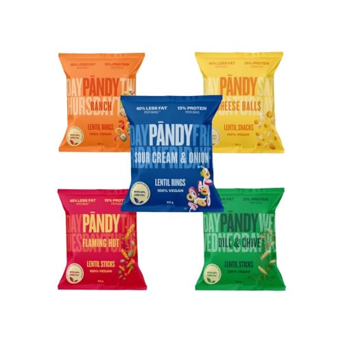 Pändy 5er Fitness Linsenchips Mix - Proteinreich & Fettarm, 100% Vegan | in der Needforsweet Box von Needforsweet