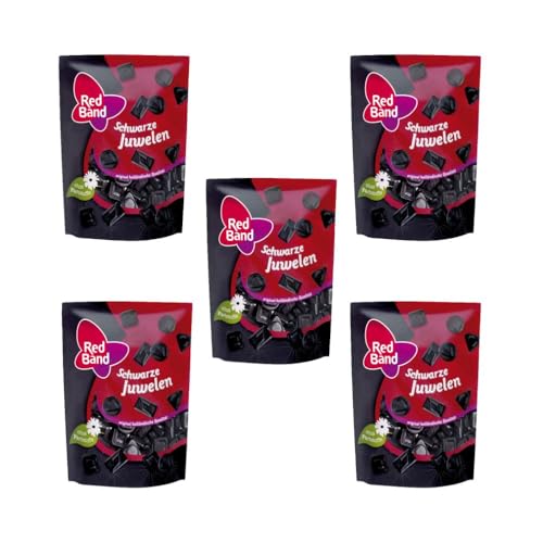 Red Band Schwarze Juwelen 5er Pack, 5x 200g - Intensiver Lakritzgenuss, perfekt für Naschkatzen und Genießer by Needforsweet von Needforsweet