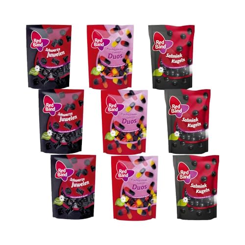 Red Band Süßigkeiten Mix 1725g - 3x Salmiak Kugeln, 3x Schwarze Juwelen & 3x Fruchtgummi Lakritz Duos - Der perfekte Mix für Naschkatzen by Needforsweet von Needforsweet