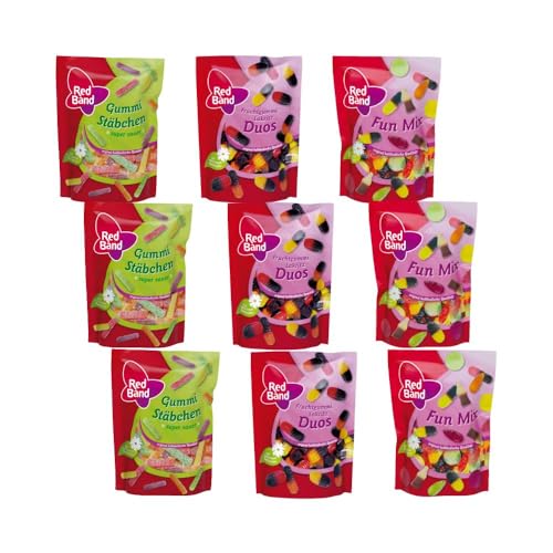 Red Band Süßigkeiten Mix 1800g – 3x Gummi Stäbchen Super Sauer, 3x Fun Mix & 3x Fruchtgummi Lakritz Duos für den ultimativen Naschspaß by Needforsweet von Needforsweet