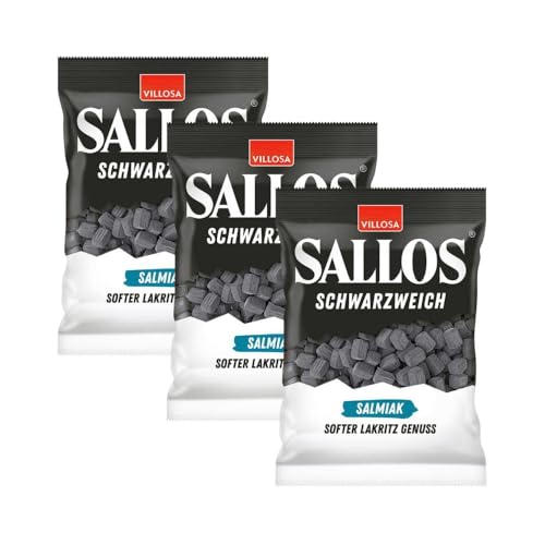 Sallos Schwarzweich Salmiak 3x200g – Stark und Weich, Lakritz-Fans lieben es! von Needforsweet