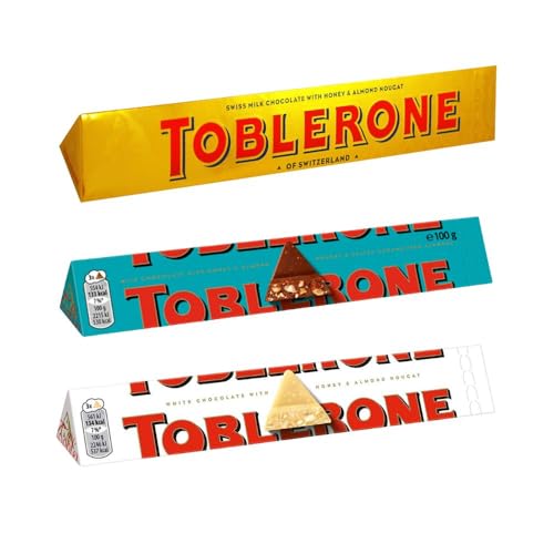 Toblerone 3er MIX - 3x 100g - Milk Chocolate, White Chocolate & Crunchy Almond von Needforsweet