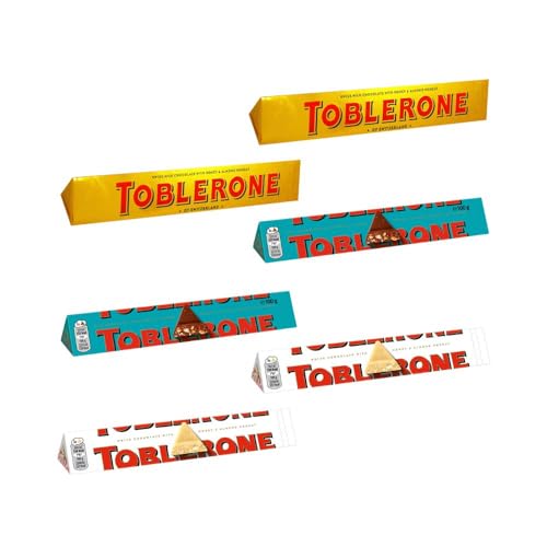 Toblerone 6er MIX - 6x 100g - Milk Chocolate, White Chocolate & Crunchy Almond von Needforsweet