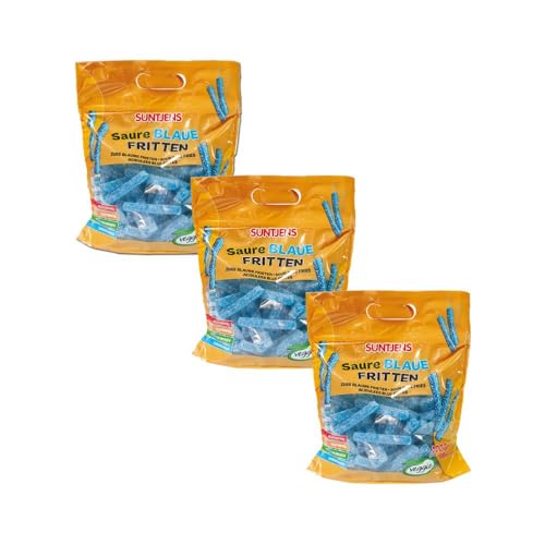 XXL 3x Suntjens Saure Blaue Fritten - 3kg blaue saure Leckerei, perfekt für süße Momente und große Runden by Needforsweet von Needforsweet