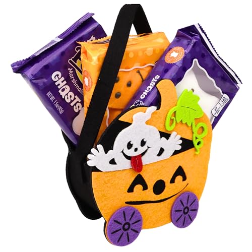 Needzo Peeps Geister und Kürbisse Marshmallows mit Filz Trick or Treat Tote, Halloween Candy Gefüllte Goodie Bag 4 Stück, Schwarz von Needzo