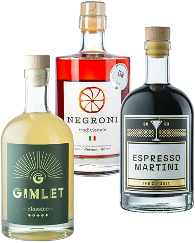 3 Cocktail Klassiker: Negroni & Espresso Martini & Gimlet | Premixed Drink Pack - Alkohol Geschenk Set 3 x 0,5l von Negroni tradizionale