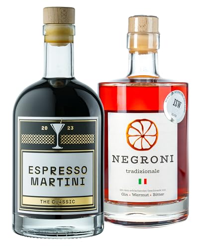 Aperitif & Digestif Drink Set: Negroni & Espresso Martini Premixed Cocktails – Alkohol Geschenk Mitbringsel 2 x 0,5l von Negroni tradizionale