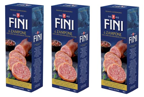 3x Fini Lo Zampone 100% Italienische Spezialität Vorgekochter Zampone mit italienischem Fleisch Glutenfrei 1KgL8 von Negroni