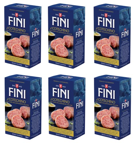 6x Fini Il Cotechino 100% Italienische Spezialität mit italienischem Fleisch Glutenfrei 500g von Negroni