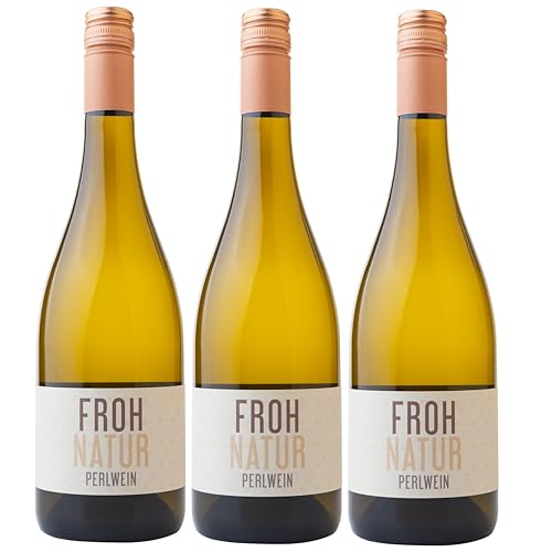 Nehrbaß - “Frohnatur 2022” - Perlwein weiß trocken 3 x á 0,75 Liter - Qualitätswein - Vegan - Rebsorte Riesling und Gelber Muskateller - Aus Deutschland (Rheinhessen) von Nehrbaß