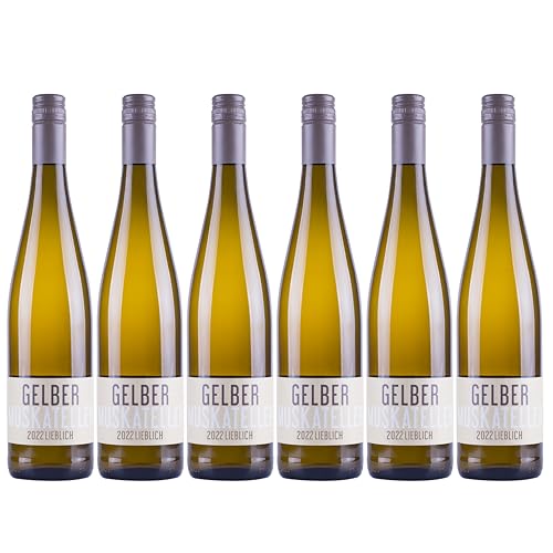 Nehrbaß - “Gelber Muskateller 2022” - Weißwein lieblich 6 x á 0,75 Liter - Vegan - Aus Deutschland (Rheinhessen) - mit Schraubverschluss - Qualitätswein von Nehrbaß
