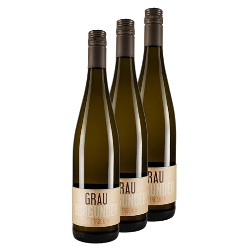 Nehrbaß - “Grauburgunder 2023” Weißwein trocken 3 x á 0,75 Liter - Qualitätswein - Vegan - Aus Deutschland (Rheinhessen) - Trockener Weiß-Wein mit Schraubverschluss von Nehrbaß