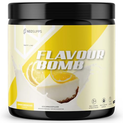 Neosupps Geschmackspulver LEMON CHEESECAKE - 1 x 250g Kalorienarmes Flavour Pulver - nur 8 kcal pro Portion - Vielseitig einsetzbar für Lebensmittel & Getränke - Flavour Powder - Flavor Bomb von Neosupps