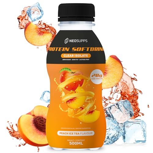 Neosupps Protein Softdrink - Peach Ice Tea | 1x 500ml | 20g Protein | Laktosefrei | Ohne Fett & Zucker | Klare Konsistenz | Erfrischungsgetränk von Neosupps