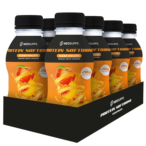 Neosupps Protein Softdrink - Peach Ice Tea | 8x 500ml | 20g Protein | Laktosefrei | Ohne Fett & Zucker | Klare Konsistenz | Erfrischungsgetränk von Neosupps