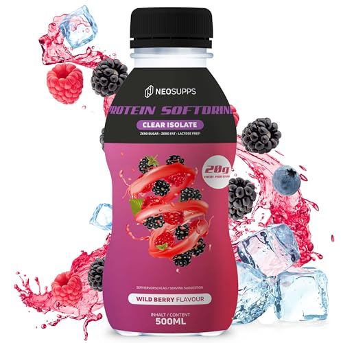 Neosupps Protein Softdrink - Wild Berry | 1x 500ml | 20g Protein | Laktosefrei | Ohne Fett & Zucker | Klare Konsistenz | Erfrischungsgetränk von Neosupps