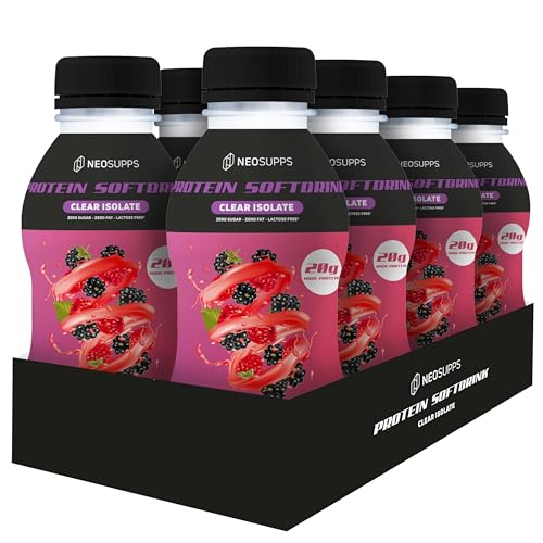 Neosupps Protein Softdrink - Wild Berry | 8x 500ml | 20g Protein | Laktosefrei | Ohne Fett & Zucker | Klare Konsistenz | Erfrischungsgetränk von Neosupps