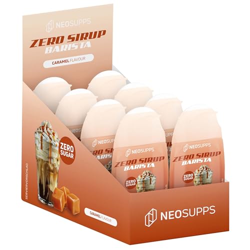 Neosupps Zero Sirup Barista - Caramel Geschmack - natürlicher Getränkesirup mit Zero Kalorien, Getränkekonzentrat, Fertiggetränk Vegan, Zuckerfreier Sirup, Ideal für Kaffeespezialitäten, 8x 65ml von Neosupps