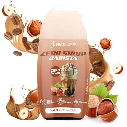 Neosupps Zero Sirup Barista - Hazelnut Geschmack - natürlicher Getränkesirup mit Zero Kalorien, Getränkekonzentrat, Fertiggetränk Vegan, Zuckerfreier Sirup, Ideal für Kaffeespezialitäten, 1x 65ml von Neosupps