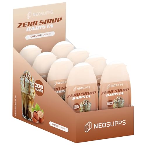 Neosupps Zero Sirup Barista - Hazelnut Geschmack - natürlicher Getränkesirup mit Zero Kalorien, Getränkekonzentrat, Fertiggetränk Vegan, Zuckerfreier Sirup, Ideal für Kaffeespezialitäten, 8x 65ml von Neosupps