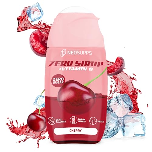 Neosupps Zero Sirup - Cherry Geschmack - 65 ml natürlicher Getränkesirup mit Vitamin C, 1x Flasche ergibt 8 L Fertiggetränk, Zero Kalorien & zucker Getränkekonzentrat, 1x 65ml Fertiggetränk von Neosupps