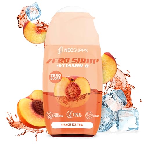 Neosupps Zero Sirup - Peach Ice Tea - 65 ml natürlicher Getränkesirup mit Vitamin C, 1x Flasche ergibt 8 L Fertiggetränk, Zero Kalorien & zucker Getränkekonzentrat, Vegane 1x 65ml Fertiggetränk von Neosupps
