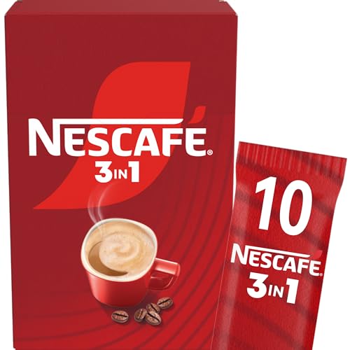 NESCAFÉ 3-in-1 Getränkepulver-Sticks, löslicher Bohnenkaffee mit Creamer & Zucker, Instant-Kaffee aus erlesenen Kaffeebohnen, koffeinhaltig, 1er Pack (1 x 10 Getränkepulver-Sticks à 16,5g) von Nescafé