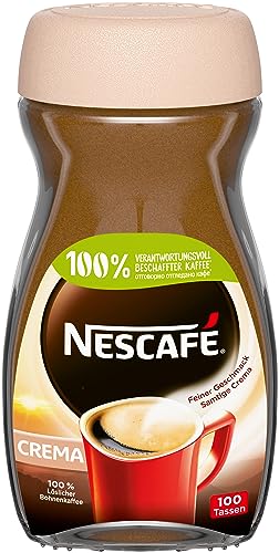 NESCAFE NESCAFÉ CLASSIC Crema, löslicher Bohnenkaffee aus mitteldunkel gerösteten Kaffeebohnen, kräftiger Instant-Kaffee mit samtiger Crema, koffeinhaltig, 1er Pack, 200g von NESCAFE