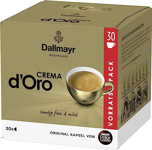 NESCAFÉ Dolce Gusto Dallmayr Crema d´Oro, 30 Kaffeekapseln, 100% Arabica-Bohnen, Feine Crema und vollmundiges Aroma, Schnelle Zubereitung, Aromaversiegelte Kapseln, 1er Pack (1x30 Kapseln) von Nescafé